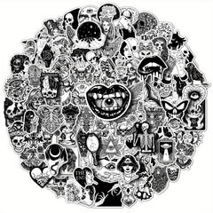 100pcs Gothic Stickers Skull Waterproof Vinyl Stickers For Laptop Phone Car