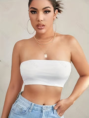 Crop Tube Top Solid Casual Top for Women