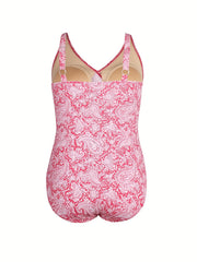 Boho Swimsuit Women's V Neck One Piece Bathing Suit