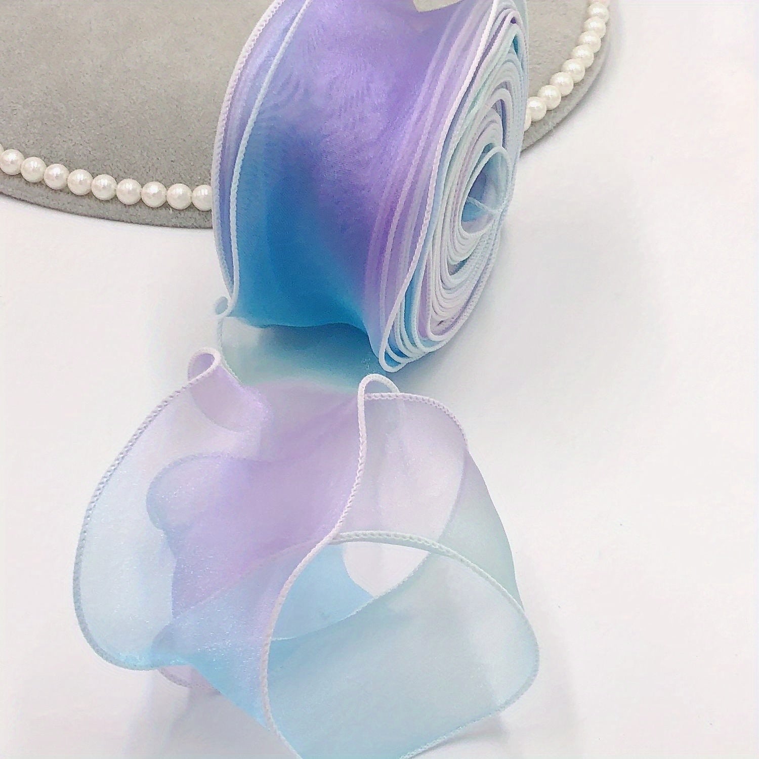 10M Gradient Rainbow Organza Yarn Ribbon DIY Hairpin Decoration Gift