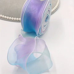 10M Gradient Rainbow Organza Yarn Ribbon DIY Hairpin Decoration Gift