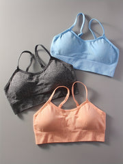 3 Solid Sports Bra Chest Pad Moisture Wicking Yoga Fitness Tank Top