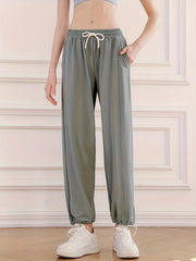 Sporty Drawstring Jogging Pants Quick Dry Activewear