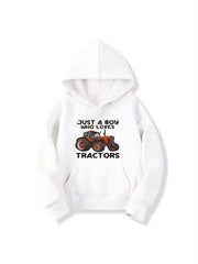 TRACTOR Letter Print Boys Hooded Sweatshirt