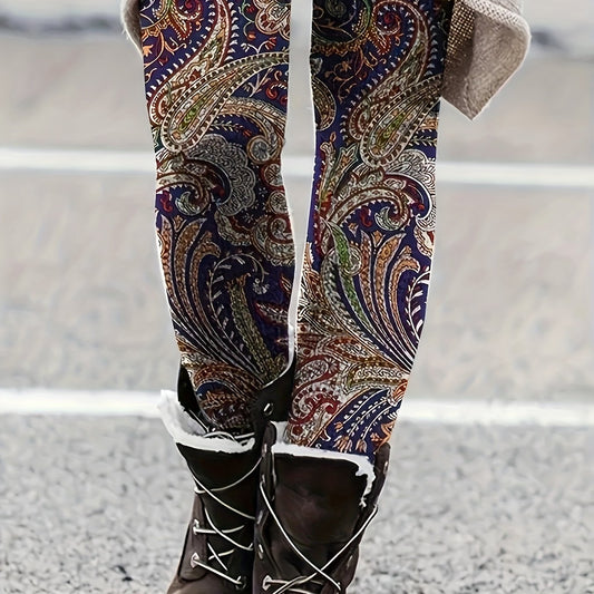 Boho Paisley Print High Rise Plus Leggings