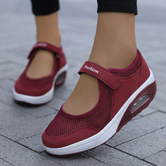 Backless Mesh Sneakers Air Cushion Slip on Walking Shoes Hook & Loop Fastener