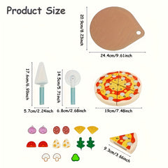 KABI Pizza Chef Junior Toy Reusable Stickers DIY Food Slicer Wood Kitchen