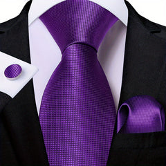 Men's Purple Stripes Floral Ties Set Necktie