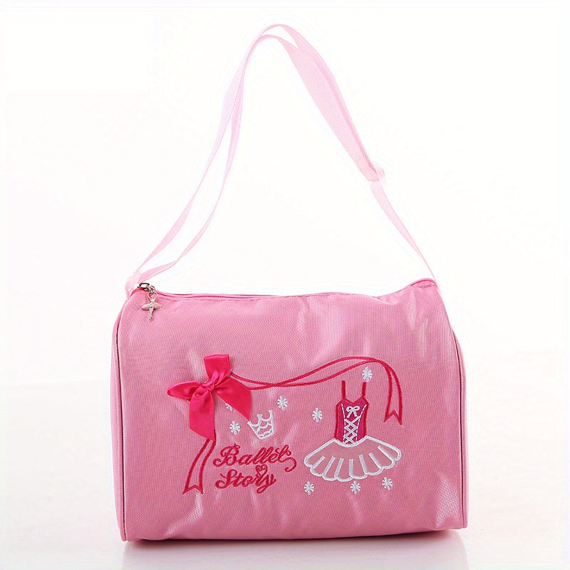 Pink Ballet Skirt Bow Decor Bag For Girl Costume Clothes Shoes Dress Handbag