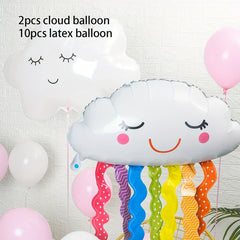 12pcs Cloud Aluminum Foil Balloon Rainbow Cloud Shaped Foil Balloons