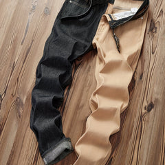 Mens Casual Street Style Patchwork Denim Jeans Spring Summer