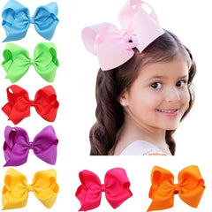 7 Pcs Girls Big Bow Hairpin Solid 6 inch Headwear Hair Accessories