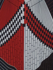 Colorblock Argyle & Stripe Print Bell Sleeve Bodycon Midi Dress