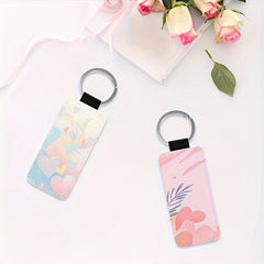 10pcs Sublimation PU Leather Rectangle Keychain, Double Side Printing