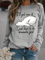 Letter & Polar Bear Print Loose Sweatshirt Women's Clothing
