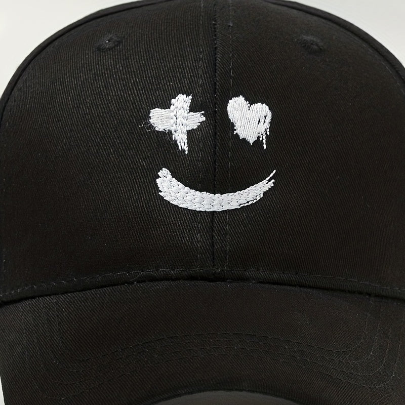 Smiling Face Embroidery Baseball Cap Unisex Hip Hop Sun Hat Adjustable