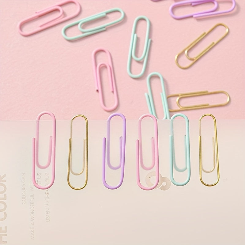 Golden Pu Stationery Set: 10 Macaron Clips, 50 Earth Nails, 100 Pins