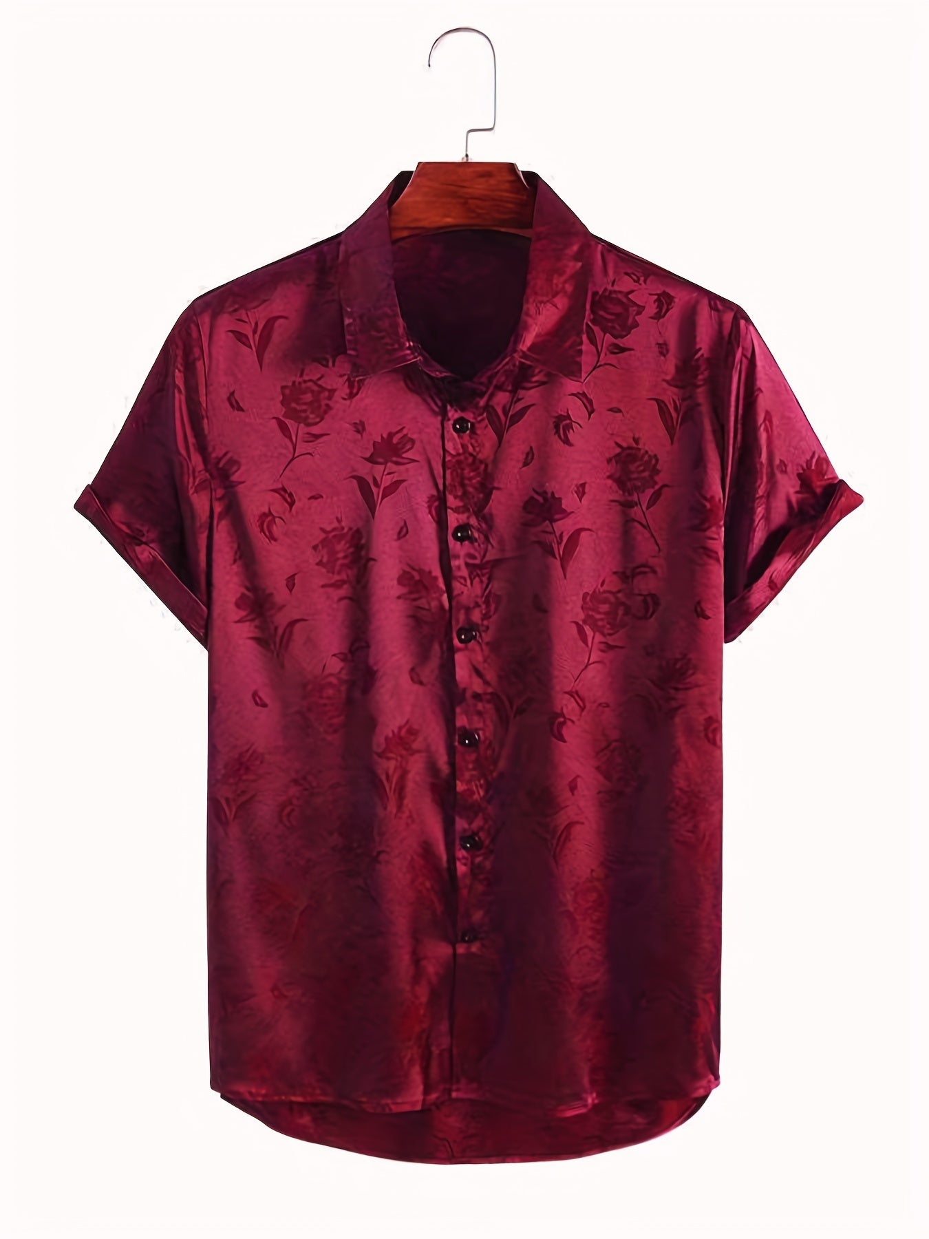 Men's Floral Print Short Sleeve Shirt for Summer Vacation