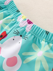 Toddler Girls Rainbow Flower Elastic Waist Sports Shorts Swim Trunks