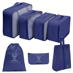 7pcs Travel Packing Bag With Zipper Durable Storage Container