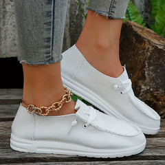 Women's Canvas Shoes Casual Lace Up Outdoor Sneakers Lightweight Low Top