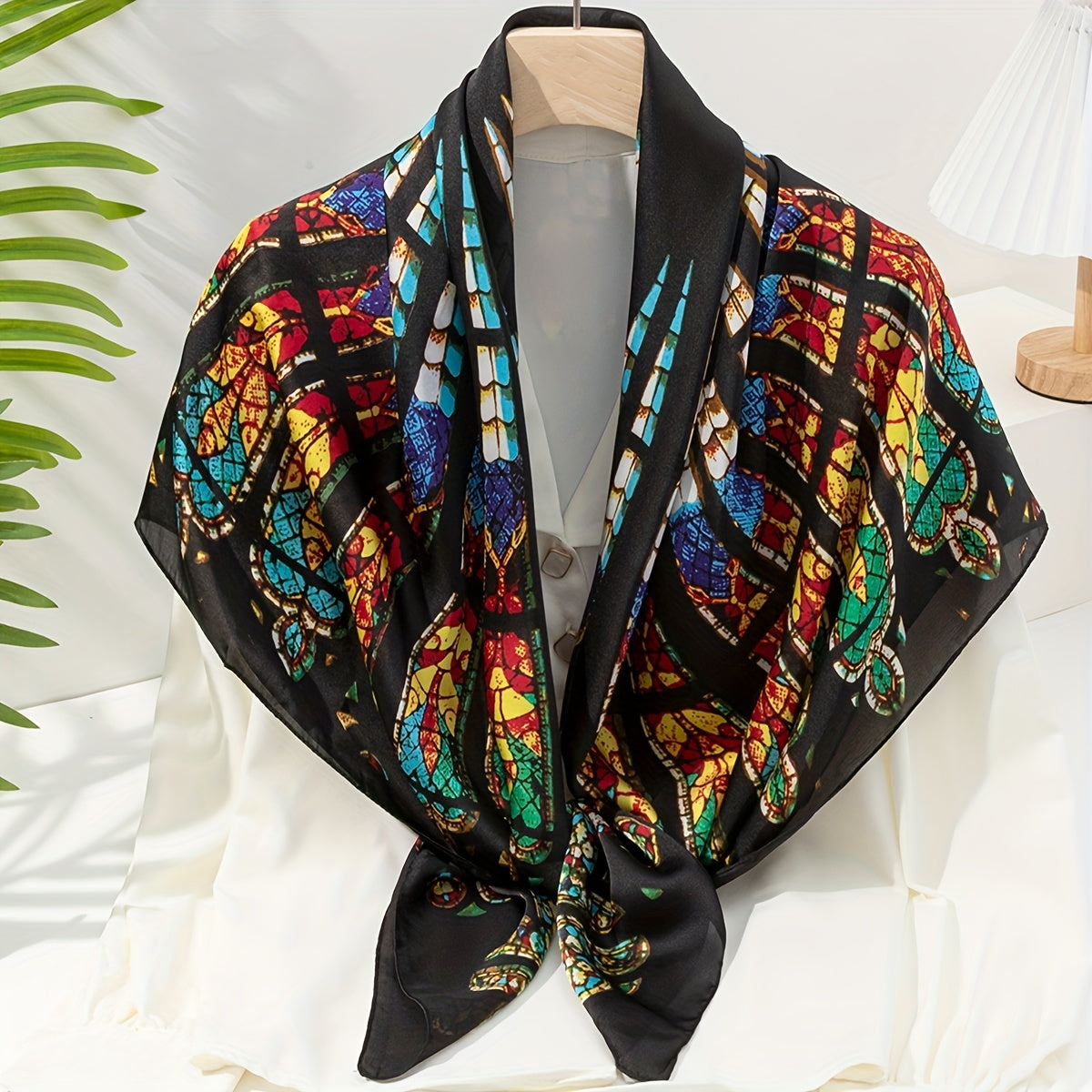Peacock Circle Geometric Print Bandana Boho Square Scarf