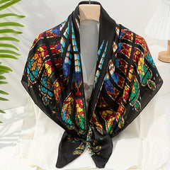 Peacock Circle Geometric Print Bandana Boho Square Scarf