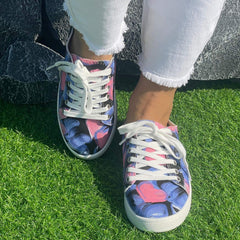 Pink Love Heart Pattern Flat Shoes Women's Shallow Mouth Casual Shoes