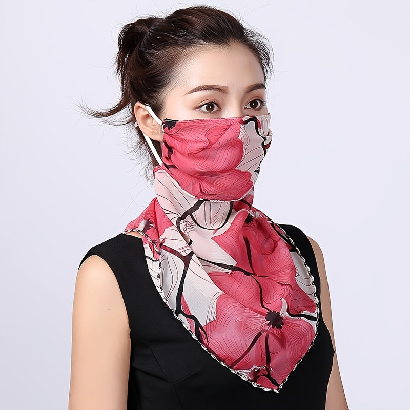 Chiffon Mouth Mask Women Face Mask Scarf Print Neck Scarves Sun Protection