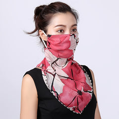 Chiffon Mouth Mask Women Face Mask Scarf Print Neck Scarves Sun Protection
