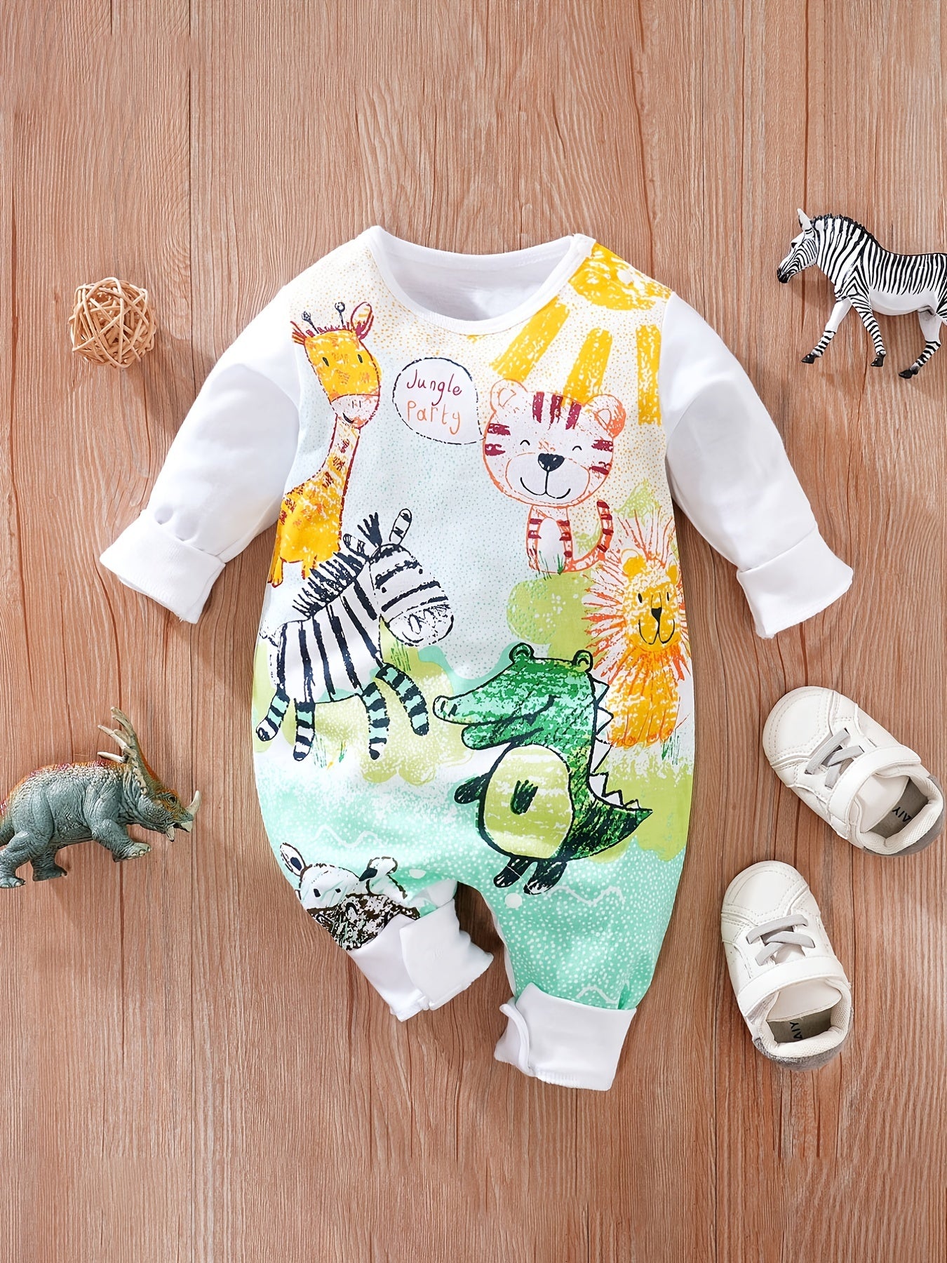 Cartoon Animal Print Long Sleeve Romper