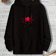 Spider Print Graphic Hoodie Men's Pullover for Halloween