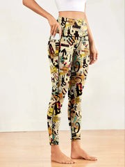 Print Yoga Pants With Pocket High Stretch Leggings