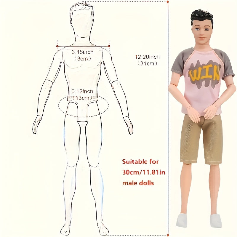 8-Piece Doll Clothing Set for 30Cm Male Dolls