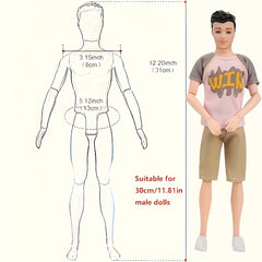 8-Piece Doll Clothing Set for 30Cm Male Dolls