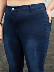 Washed Button Fly Fringe Trim Flared Leg Jeans