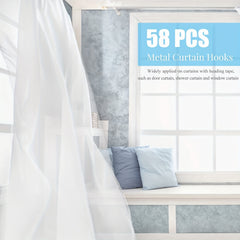 58pcs Stainless Steel Curtain Hooks Pin on Hooks for Window Shower Door Curtains