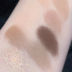 9-Color Eyeshadow Palette Tea Brown Earth Tone Glitter Daily Makeup