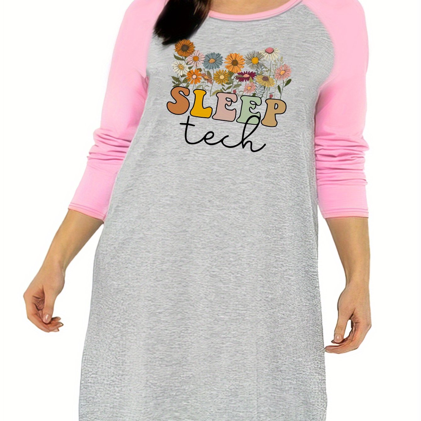 Daisy & Letter Print Sleep Dress
