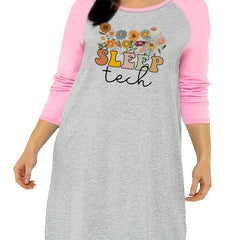 Daisy & Letter Print Sleep Dress