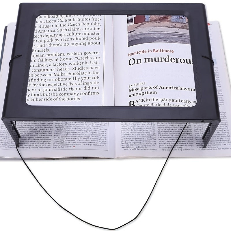 Desktop Magnifying Glass With Light A4 Large Lens Rectangular Clear