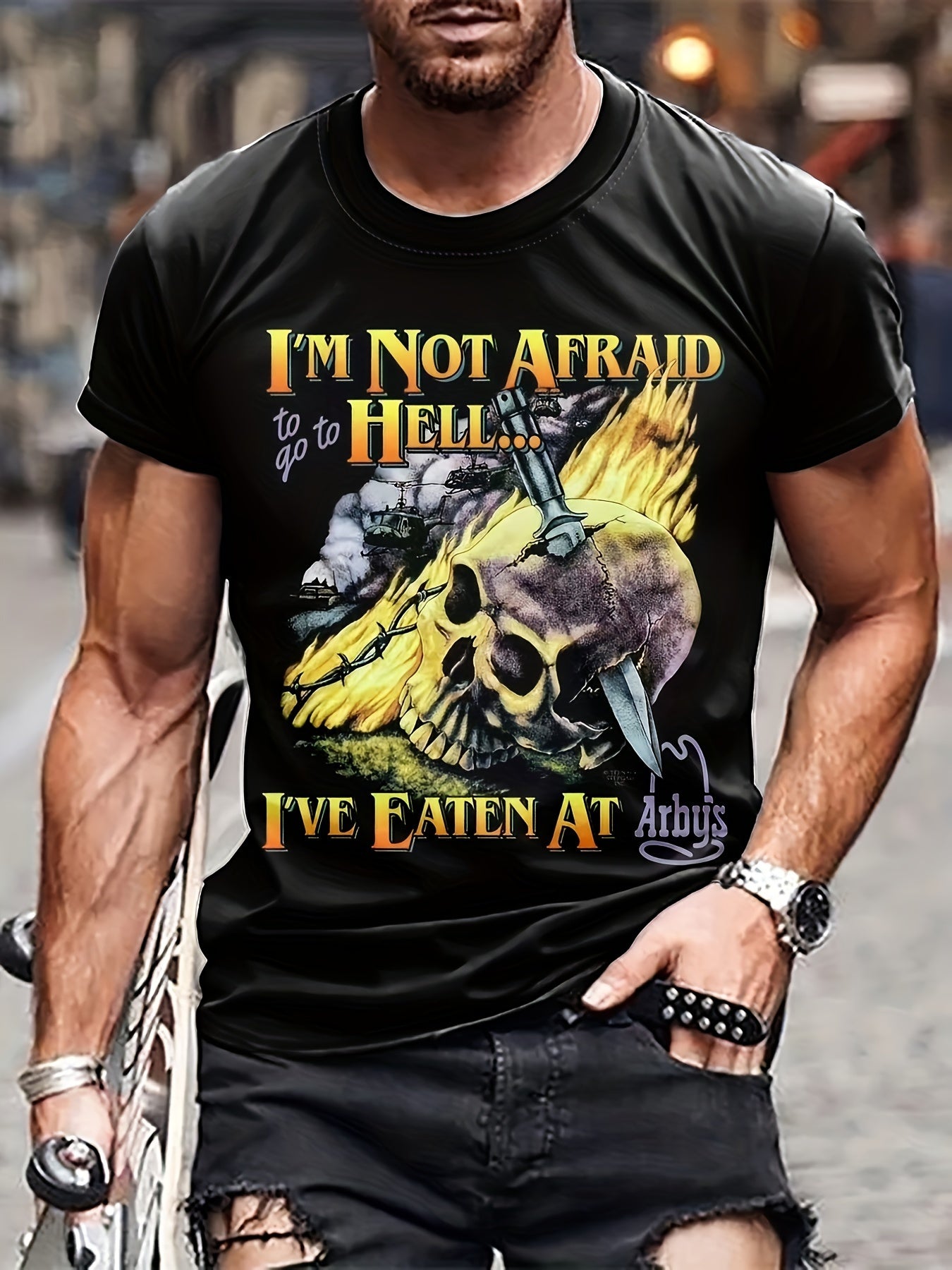 Skull Pattern Print Men's Short Sleeve T-shirt Graphic Tee Men's Summer Clothes