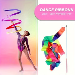 Rainbow Streamer Rhythmic Gymnastics Ribbon Dance Wands On Sticks