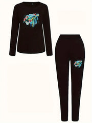 Women's Plus Floral & Turtle Print Tee & Legging Set