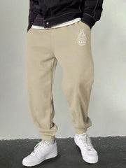 Men's Flame Print Sweatpants Casual Drawstring Loose Pants