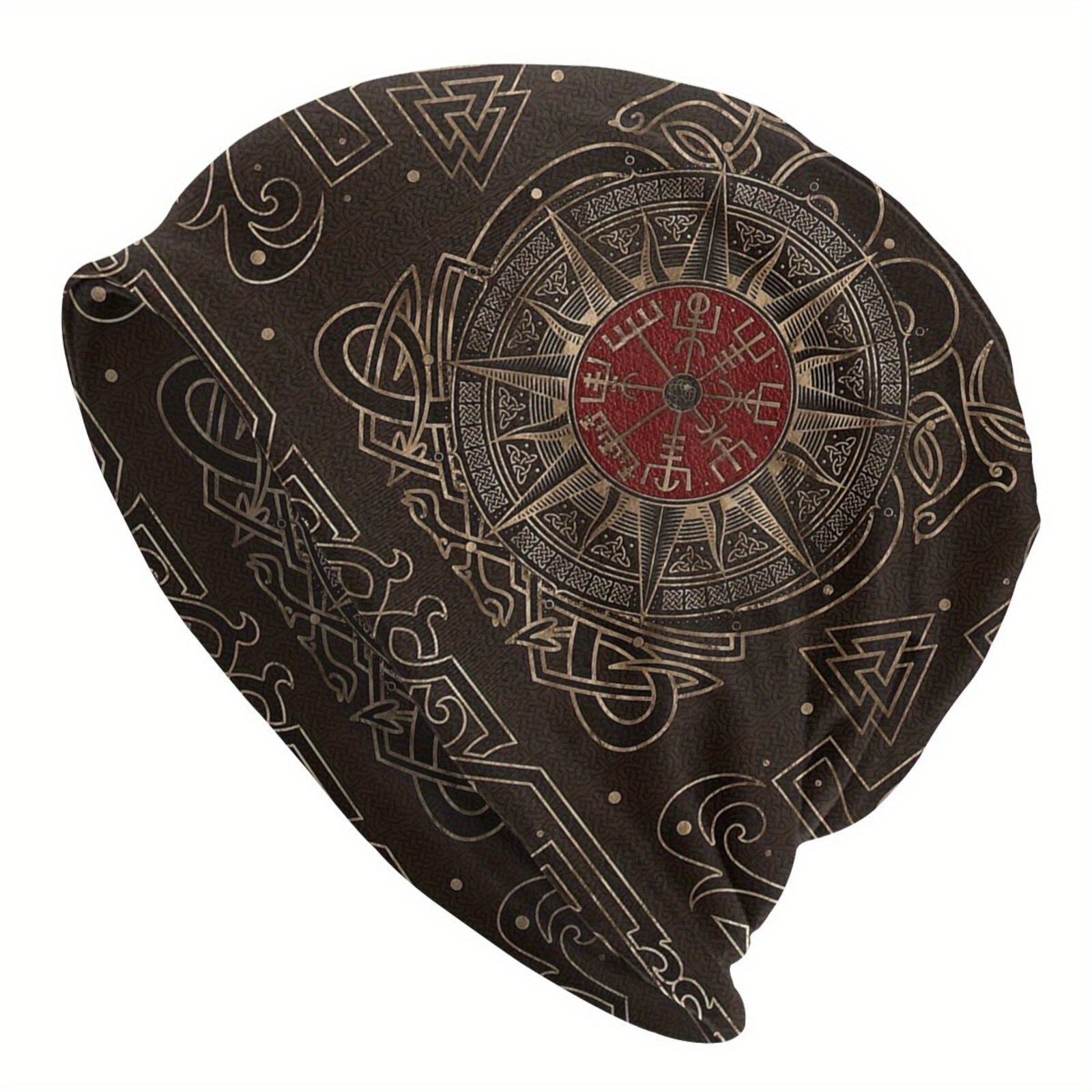 Vegvisir Compass Ouroboros Runes Viking Bonnet Hat
