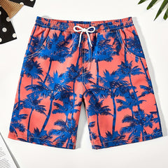 Boys Hawaii Tropical Leaf Beach Shorts Quick Dry Sports Seaside Shorts