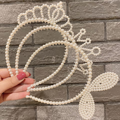 Girls Headband Faux Pearl Crown Hairband Hair Accessories