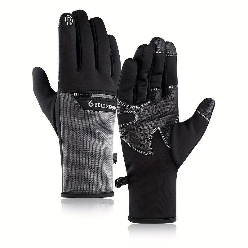 Winter Velvet Ski Gloves Men's Waterproof Touch Screen Sports Ski Gloves
