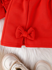 2pcs Baby Girl Bow Top & Split Skirt